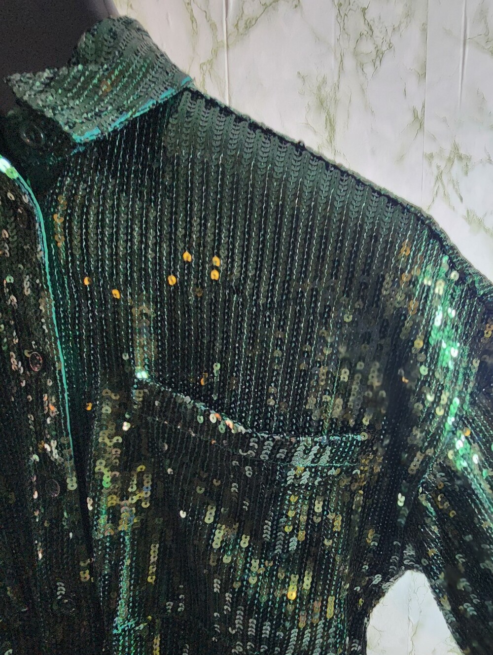Curations DEBBIE DENMOM Sequin Button Down - Picture 4 of 12